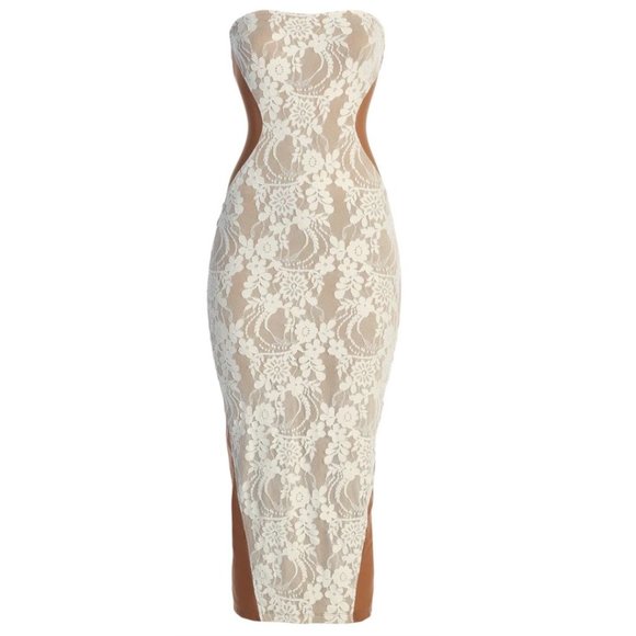 NWT • JLUXLABEL • Women's White/Tan Easy to Love Dress • Small • Strapless - Picture 2 of 6